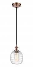Innovations Lighting 516-1P-AC-G1013 - Belfast - 1 Light - 6 inch - Antique Copper - Cord hung - Mini Pendant