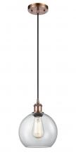 Innovations Lighting 516-1P-AC-G122-8 - Athens - 1 Light - 8 inch - Antique Copper - Cord hung - Mini Pendant