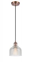 Innovations Lighting 516-1P-AC-G412 - Dayton - 1 Light - 6 inch - Antique Copper - Cord hung - Mini Pendant