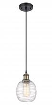 Innovations Lighting 516-1P-BAB-G1013 - Belfast - 1 Light - 6 inch - Black Antique Brass - Cord hung - Mini Pendant
