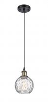 Innovations Lighting 516-1P-BAB-G1215-6 - Athens Water Glass - 1 Light - 6 inch - Black Antique Brass - Cord hung - Mini Pendant