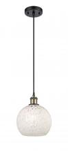 Innovations Lighting 516-1P-BAB-G1216-8WM - White Mouchette - 1 Light - 8 inch - Black Antique Brass - Cord Hung - Mini Pendant