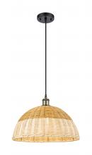 Innovations Lighting 516-1P-BAB-NBD2-16-NAT - Bristol Natural II - 1 Light - 16 inch - Black Antique Brass - Cord hung - Mini Pendant