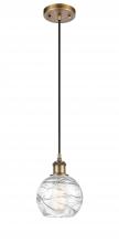 Innovations Lighting 516-1P-BB-G1213-6 - Athens Deco Swirl - 1 Light - 6 inch - Brushed Brass - Cord hung - Mini Pendant