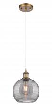 Innovations Lighting 516-1P-BB-G1213-8SM - Athens Deco Swirl - 1 Light - 8 inch - Brushed Brass - Cord hung - Mini Pendant