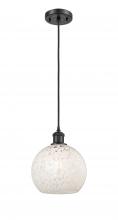 Innovations Lighting 516-1P-BK-G1216-8WM - White Mouchette - 1 Light - 8 inch - Matte Black - Cord Hung - Mini Pendant