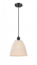Innovations Lighting 516-1P-BK-NBD-9-NAT - Bristol Natural - 1 Light - 6 inch - Matte Black - Cord hung - Mini Pendant