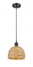 Innovations Lighting 516-1P-OB-RBD-8-NAT - Woven Rattan - 1 Light - 8 inch - Oil Rubbed Bronze - Mini Pendant