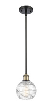Innovations Lighting 516-1S-BAB-G1213-6CL - Athens Deco Swirl - 1 Light - 6 inch - Black Antique Brass - Stem hung - Mini Pendant