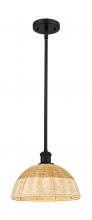 Innovations Lighting 516-1S-BK-NBD2-12-NAT - Bristol Natural II - 1 Light - 12 inch - Matte Black - Stem hung - Mini Pendant