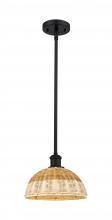 Innovations Lighting 516-1S-BK-NBD2-9-NAT - Bristol Natural II - 1 Light - 9 inch - Matte Black - Stem hung - Mini Pendant