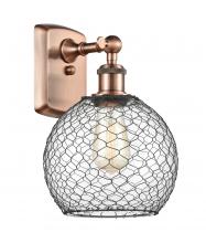 Innovations Lighting 516-1W-AC-G122-8CBK - Farmhouse Chicken Wire - 1 Light - 8 inch - Antique Copper - Sconce
