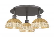 Innovations Lighting 516-3C-OB-NBD2-75-NAT - Bristol Natural II - 3 Light - 19 inch - Oil Rubbed Bronze - Semi-Flush Mount
