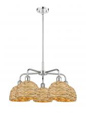 Innovations Lighting 516-5CR-PC-RBD-8-NAT - Woven Rattan - 5 Light - 27 inch - Polished Chrome - Stem hung - Chandelier
