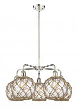 Innovations Lighting 516-5CR-PN-G122-8RB - Farmhouse Rope - 5 Light - 27 inch - Polished Nickel - Stem hung - Chandelier