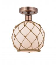 Innovations Lighting 616-1F-AC-G121-8RB - Farmhouse Rope - 1 Light - 8 inch - Antique Copper - Semi-Flush Mount