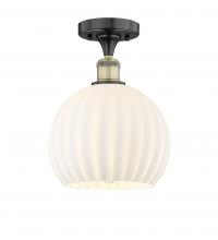 Innovations Lighting 616-1F-BAB-G1217-10WV - White Venetian - 1 Light - 10 inch - Black Antique Brass - Semi-Flush Mount