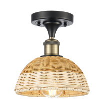 Innovations Lighting 616-1F-BAB-NBD2-75-NAT - Bristol Natural II - 1 Light - 8 inch - Black Antique Brass - Semi-Flush Mount