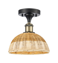 Innovations Lighting 616-1F-BAB-NBD2-9-NAT - Bristol Natural II - 1 Light - 9 inch - Black Antique Brass - Semi-Flush Mount