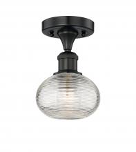 Innovations Lighting 616-1F-BK-G555-6CL - Ithaca - 1 Light - 6 inch - Matte Black - Semi-Flush Mount