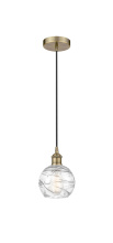 Innovations Lighting 616-1P-AB-G1213-6CL - Athens Deco Swirl - 1 Light - 6 inch - Antique Brass - Cord hung - Mini Pendant