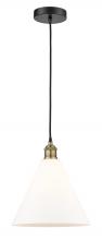 Innovations Lighting 616-1P-BAB-GBC-121-LED - Berkshire - 1 Light - 12 inch - Black Antique Brass - Cord hung - Mini Pendant