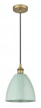 Innovations Lighting 616-1P-BB-MBD-9-SF-LED - Plymouth - 1 Light - 9 inch - Brushed Brass - Cord hung - Mini Pendant