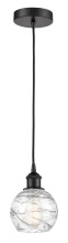 Innovations Lighting 616-1P-BK-G1213-6CL - Athens Deco Swirl - 1 Light - 6 inch - Matte Black - Cord hung - Mini Pendant