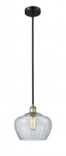 Innovations Lighting 616-1S-BAB-G92-L - Fenton - 1 Light - 11 inch - Black Antique Brass - Stem hung - Mini Pendant
