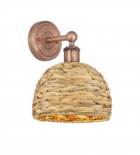 Innovations Lighting 616-1W-AC-RBD-8-NAT - Woven Rattan - 1 Light - 8 inch - Antique Copper - Sconce