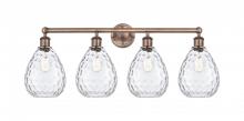 Innovations Lighting 616-4W-AC-G372 - Waverly - 4 Light - 35 inch - Antique Copper - Bath Vanity Light