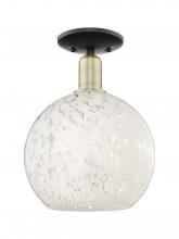 Innovations Lighting 716-1C-BAB-G1216-10WM - White Mouchette - 1 Light - 10 inch - Black Antique Brass - Semi-Flush Mount