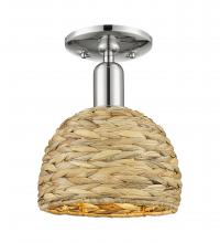 Innovations Lighting 716-1C-PN-RBD-8-NAT - Woven Rattan - 1 Light - 8 inch - Polished Nickel - Semi-Flush Mount