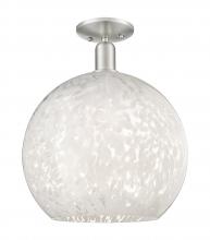 Innovations Lighting 716-1C-SN-G1216-14WM - White Mouchette - 1 Light - 14 inch - Brushed Satin Nickel - Semi-Flush Mount