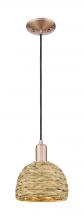 Innovations Lighting 716-1P-AC-RBD-8-NAT - Woven Rattan - 1 Light - 8 inch - Antique Copper - Mini Pendant