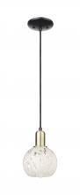 Innovations Lighting 716-1P-BAB-G1216-6WM - White Mouchette - 1 Light - 6 inch - Black Antique Brass - Cord hung - Mini Pendant