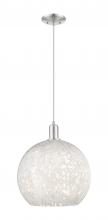 Innovations Lighting 716-1P-SN-G1216-14WM - White Mouchette - 1 Light - 14 inch - Brushed Satin Nickel - Cord hung - Mini Pendant