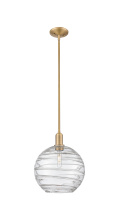Innovations Lighting 716-1S-BB-G1213-12CL - Athens Deco Swirl - 1 Light - 12 inch - Brushed Brass - Stem hung - Mini Pendant