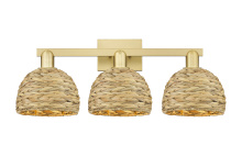 Innovations Lighting 716-3W-SG-RBD-8-NAT - Woven Rattan - 3 Light - 27 inch - Satin Gold - Bath Vanity Light