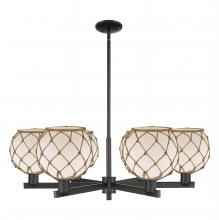 Innovations Lighting 716-6CR-BK-G121-8RB - Farmhouse Rope - 6 Light - 38 inch - Matte Black - Stem hung - Chandelier
