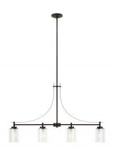 Generation Lighting 6637304-710 - Elmwood Park traditional 4-light indoor dimmable linear ceiling chandelier pendant light in bronze f