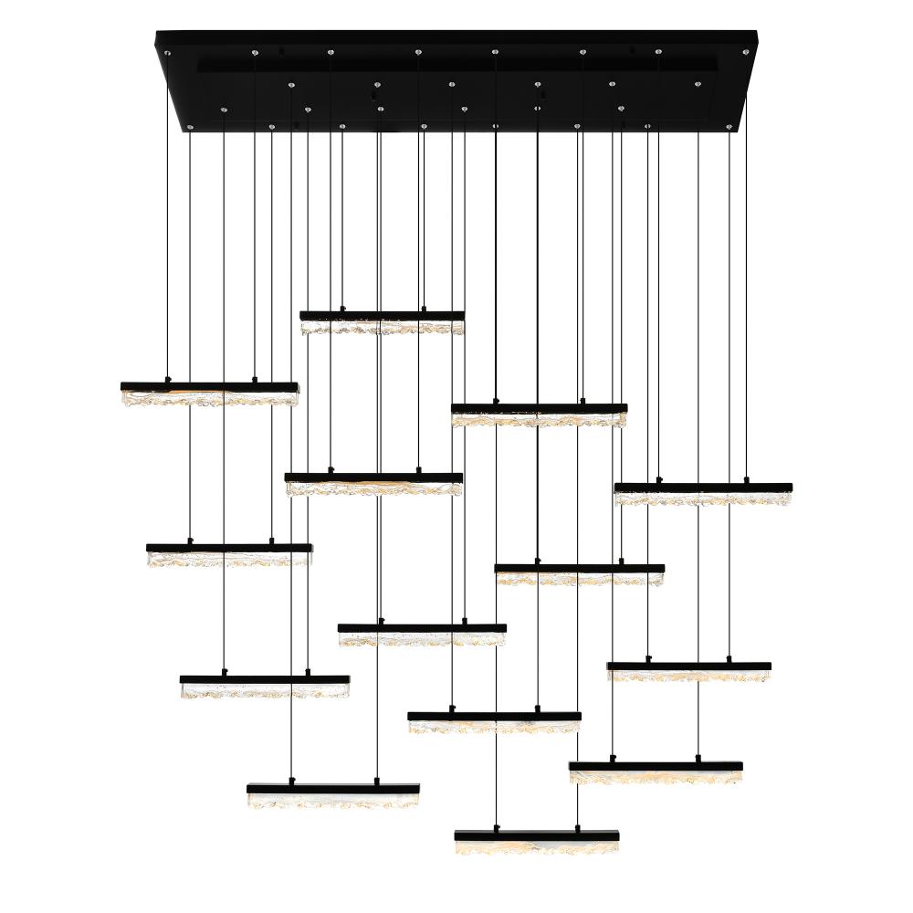 Stagger Integrated LED Black Chandelier