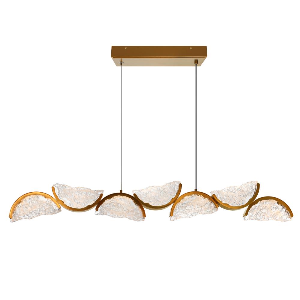 Moon Integrated LED Brass Chandelier