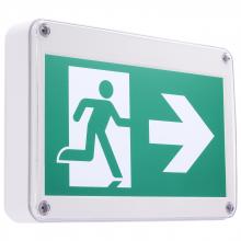 Satco Products Inc. 67/560 - Running Man Green Exit Sign; 120/347V; 2HR backup; Single/Dual Face; Universal Mounting; Wet