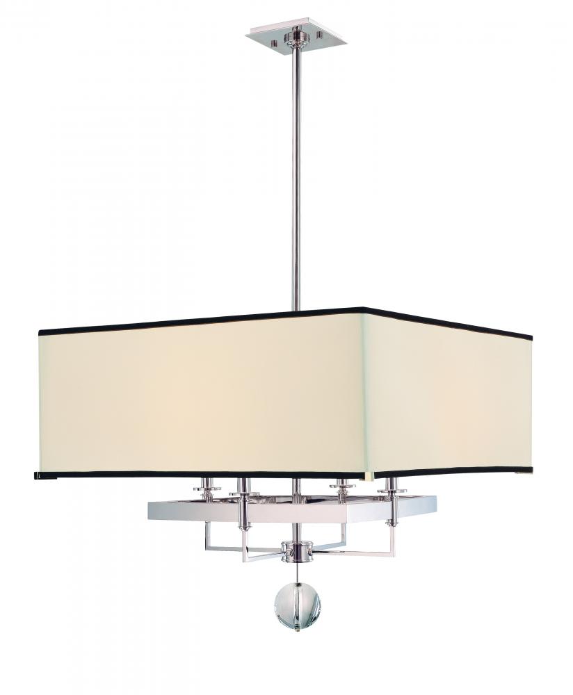 4 LIGHT CHANDELIER WITH BLACK TRIM ON SHADE