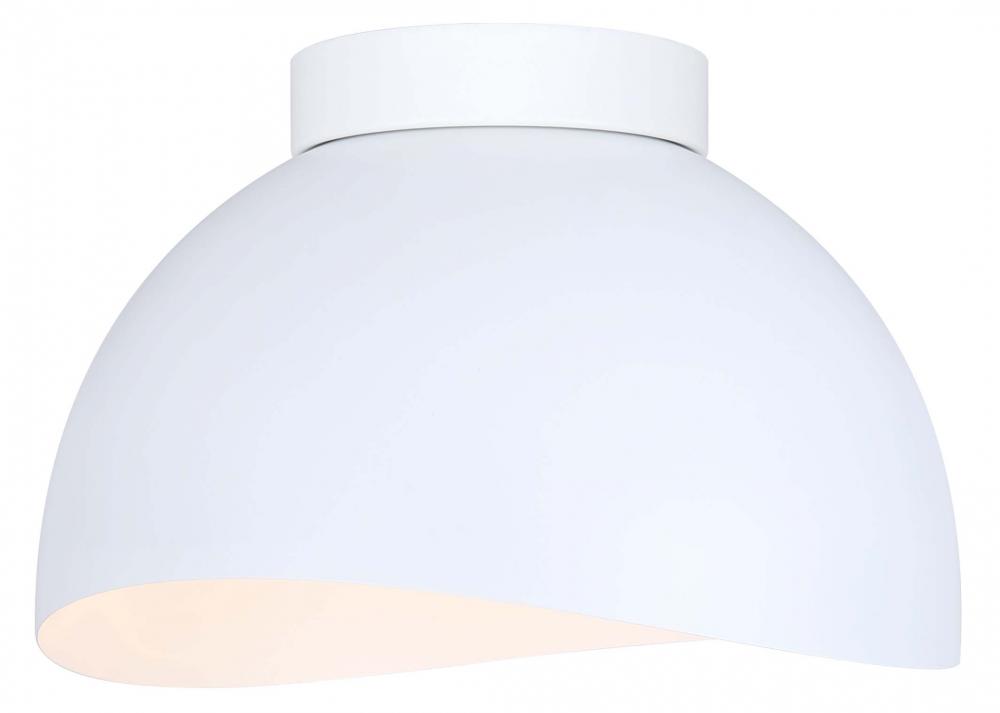 Henlee 11 in. 1-Light 60-Watt Modern Matte White Flush Mount with Matte White  Metal Shade