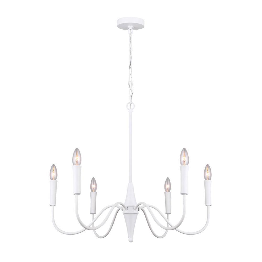 BRIELLE, ICH1103A06WH, MWH Color, Include PGD Sleeves, 6 Lt Chain Chandelier, 60W Type C