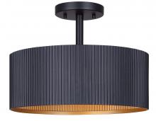 Canarm ISF1119A02BK - Rexton 13 in. 2-Light 60-Watt Modern Matte Black Semi-Flush Mount with Matte Black and Gold Metal Sh