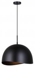 Canarm IPL1122A01BK16 - Henlee 60-Watt 1 Light Matte Black Modern Pendant with Black Metal Shade