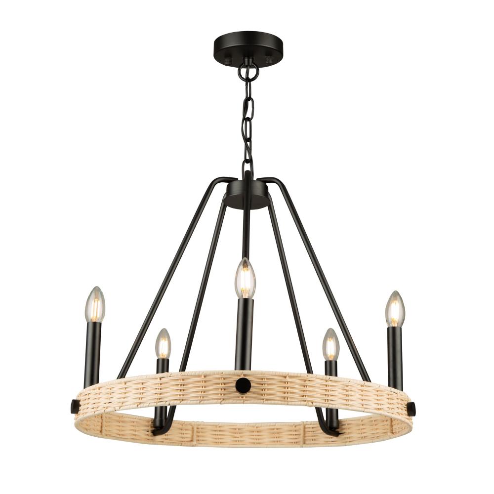 Perris 5 Light Chandelier Black